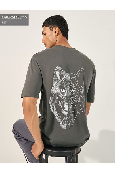 Styli Graphic Print Round Neck Oversized T-Shirt