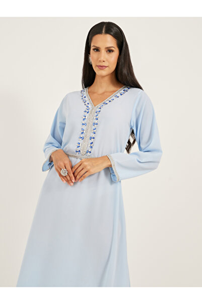 Maxim Creation By Styli Embroidered Detail V Neck Jalabiya