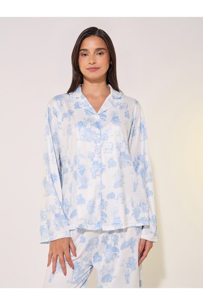 Take Two By Styli All-Over Print Shirt and Pyjama Set