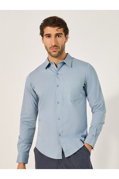Styli Sim Fit Chest Pocket Spread Collar Shirt