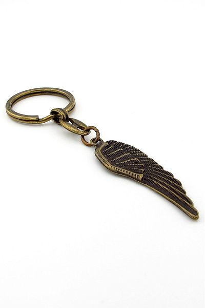 Solfera Bronze Antique Yellow Metal Angell Wing Tumbled Keychain Kc262