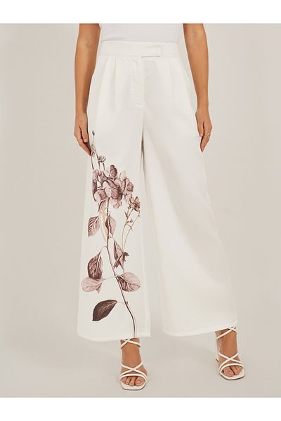 Styli Floral Print Pleated Wide Leg Pants