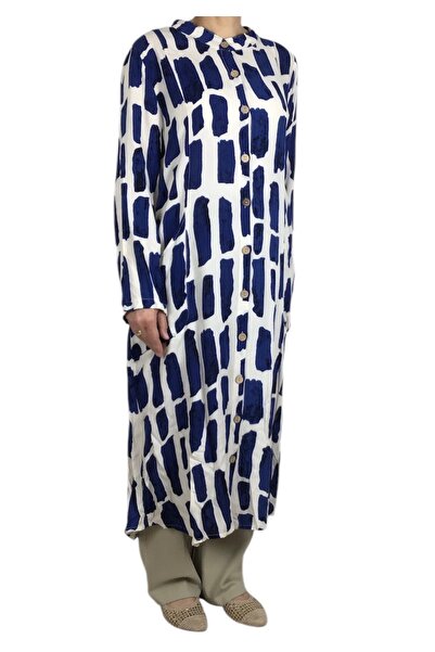 ECE GİYİM Women's Front Buttoned Long Tunic Shirt with Pockets