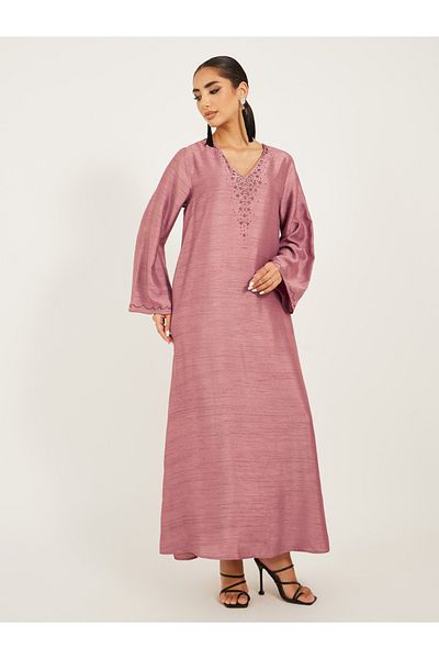 Styli Embellished V-Neck A-Line Jalabyia