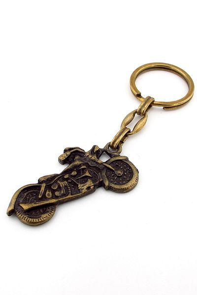 Solfera Chopper Cruiser Motorcycle Engine-Shaped Antique Bronze Metal Keychain Kc240
