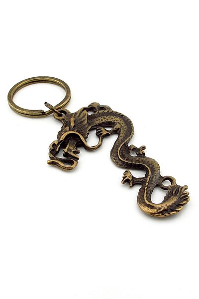 Solfera Bronze Metal Dragon Dragon Feng Shui Luck Magnificence Symbol Key Chain Kc236