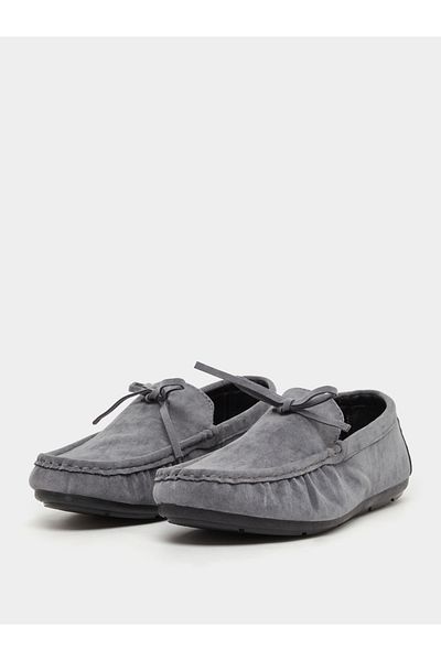 Styli Textured Bow Accent Slip In Loafers