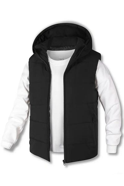 LF LAST FASHION Φουσκωτό γιλέκο με κουκούλα με φερμουάρ και γέμιση ινών 2025