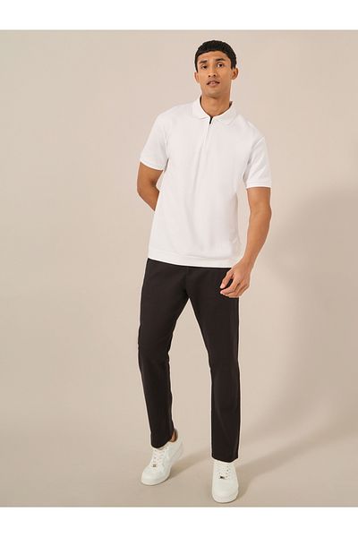 Styli Smart Textured Polo With Concealed Zipper