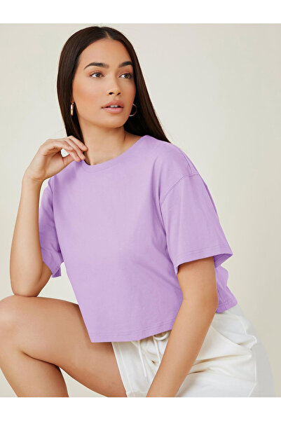 Kotty By Styli Solid Short Sleeve Oversized Crop T-Shirt