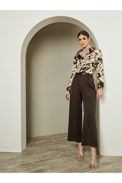 Styli Mid Rise Wide Leg Belted Pants