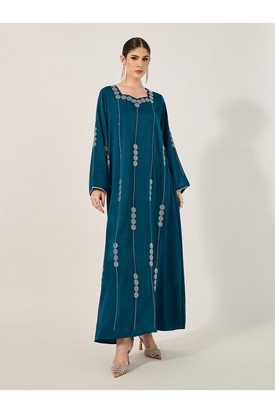 Styli Embellished Satin Sweetheart A-Line Jalabyia