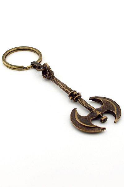 Solfera War Axe Warrior Ancient Yellow Bronze Tumbled Metal Keychain Kc257