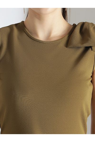 Kotty By Styli Solid Sleeveless Fit and Flare Knee Length Dress