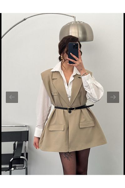 Bak'ap Premium ζωσμένο γιλέκο με επένδυση Oversize Blazer