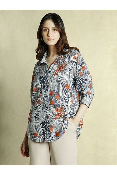 Dennis Lingo By Styli All Over Printed Longline Oversized Shirt