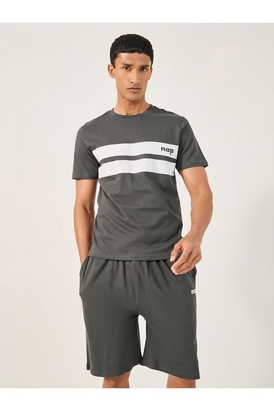 Styli Striped T-Shirt and Shorts Set with Contrast Waistband