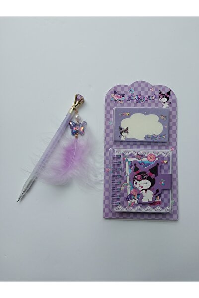 KIRTASİYEM Kuromi Temalı Mor Kırtasiye Seti – Mini Defter, Yapışkan Not ve Tü...