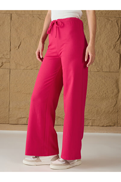 Sassafras By Styli Solid Terry Wide Leg Pants with Elasticated Waistband