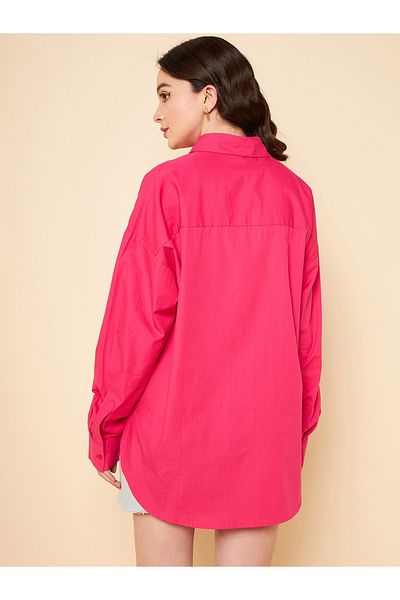 High Star By Styli Oversized Solid Spread Collar Shirt