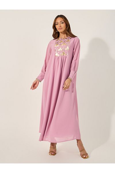 Styli Embellished Sequins Pleated A-Line Jalabyia