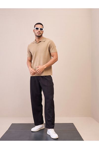 Mascln Sassafras By Styli بنطلون أسود مستقيم مطوي