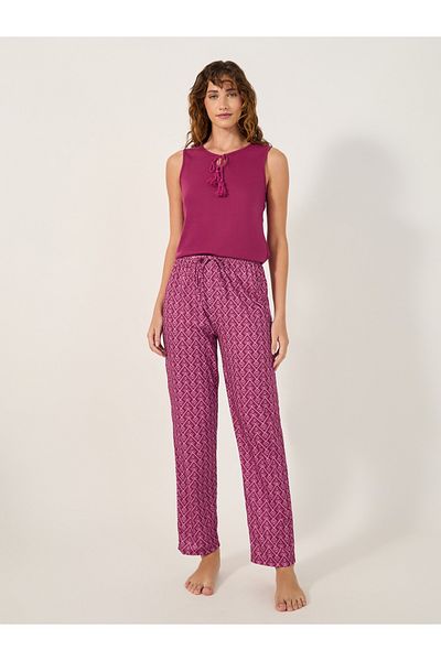 Styli Tasseled Round Neck Cami and Pyjama Set