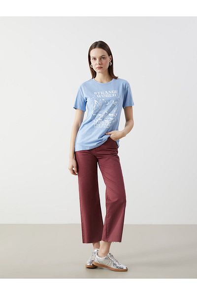LC Waikiki Tricou de damă cu imprimeu cu decolteu rotund de sezon nou - S5GP22Z8