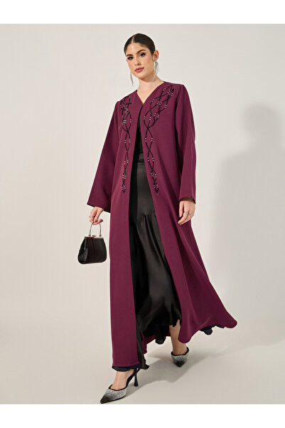 Styli Embellished Beads A-Line Abaya with Hijab