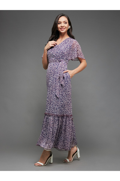 Miss Chase By Styli Floral Print Ruffled Hem A-Line Maxi Dress