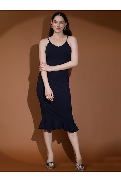 Kotty By Styli Strappy Ruffled Hem Bodycon Midi Dress