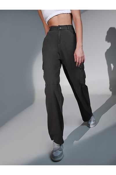 Hubberholme By Styli Solid High Rise Cargo Pants