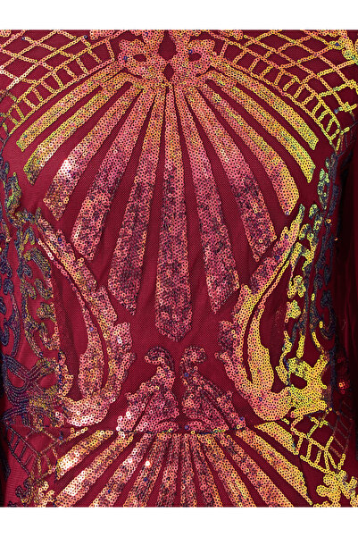 Styli batwing sleeve chiffon kaftan with embellished panel at centre