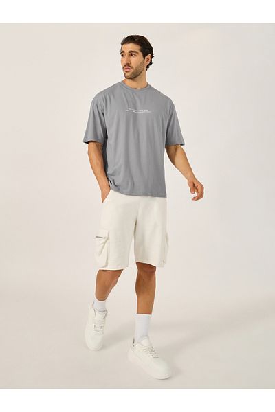 Styli Oversized Minimal Print Crew Neck T-Shirt