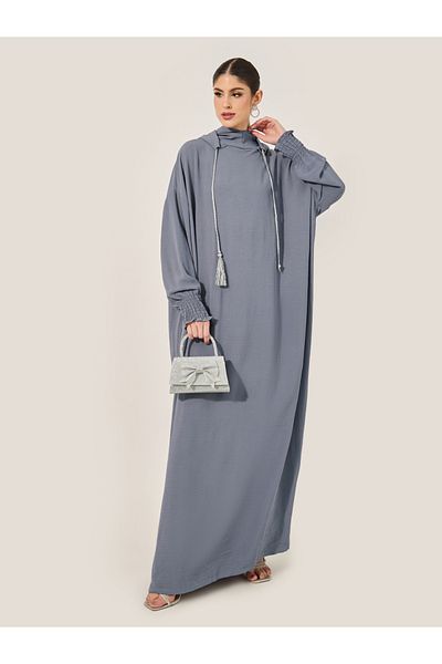 Styli Oversized Hooded Jalabyia with Tassel Detail