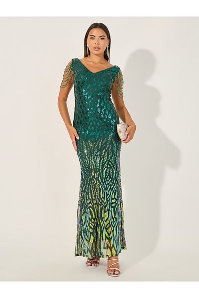 Styli Sequin Sleeveless Mermaid Maxi Dress