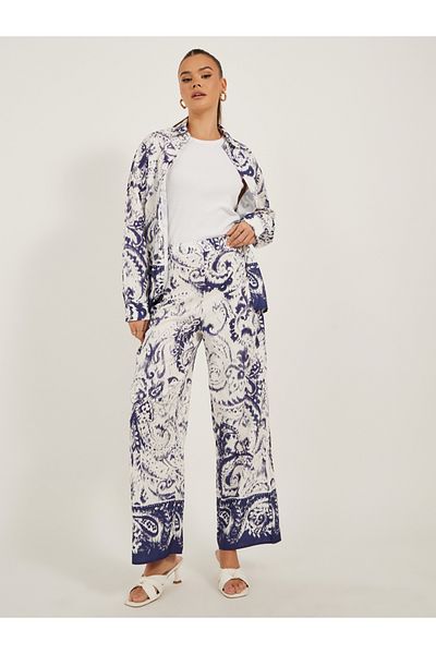 Styli All-Over Print Mid Rise Wide Leg Pants