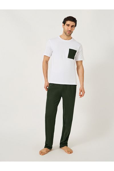 Styli Solid Contrast Pocket Detail T-Shirt and Pyjama Set