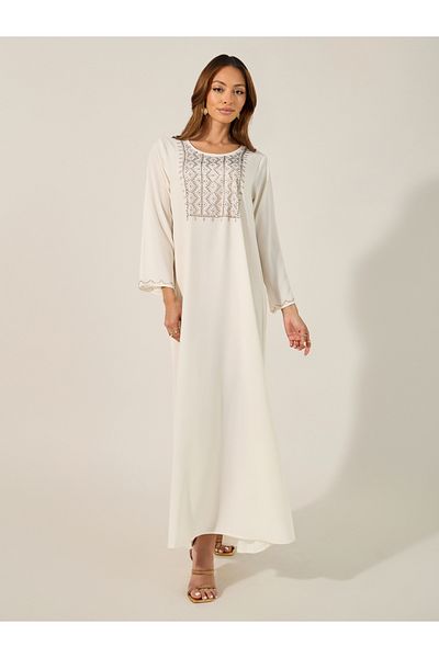 Styli Embellished Round Neck A-Line Jalabyia