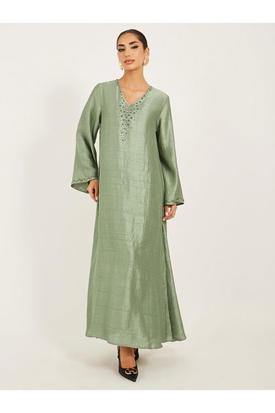 Styli Embellished V-Neck A-Line Jalabyia