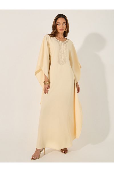 Styli Embellished Round Neck Loose Fit Kaftan