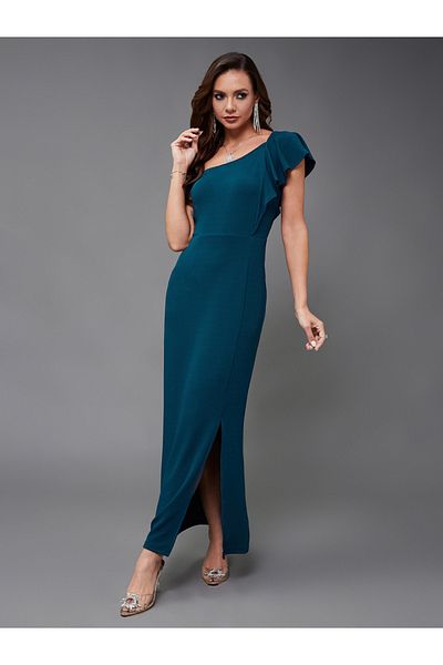 Styli Ruffled One Shoulder Dress Sheath Maxi Dress