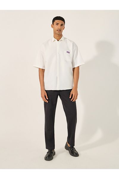 Styli Oversized Button Down Spread Collar Shirt
