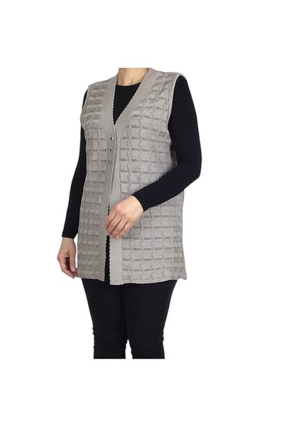 ECE GİYİM Women's Front Three Button Thin Sports Short Mercerized Vest