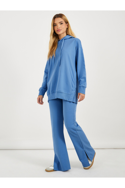 Styli بنطال رياضي واسع الساق برباط خصر سادة مع شق جانبي