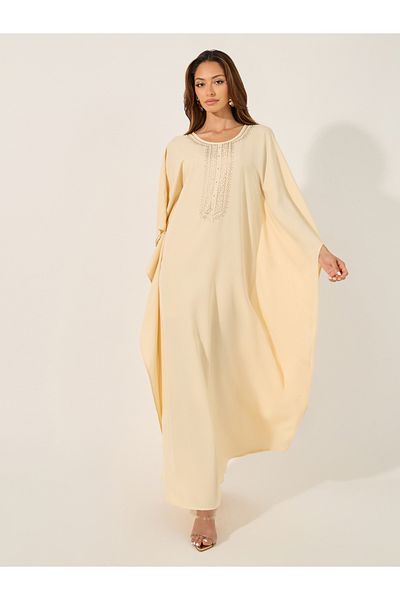 Styli Embellished Round Neck Loose Fit Kaftan