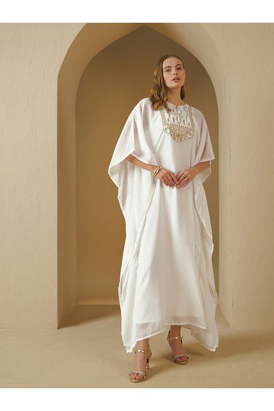 Styli Embroidered Yoke Kaftan with Slip Dress