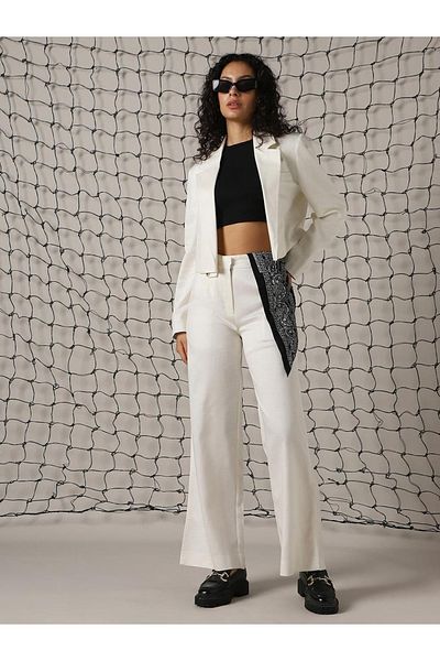 Hubberholme By Styli Solid High Rise Trousers with Belt Loops