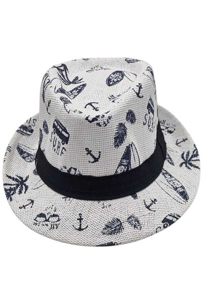 Trenderrs Pălărie Fedora de paie unisex pentru copii 8 12 ani