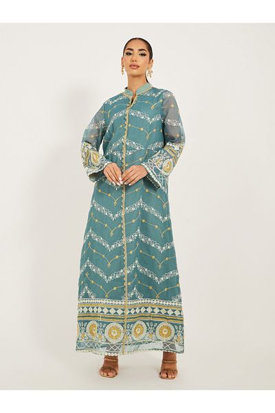 Styli Embroidered Collared Jalabiya